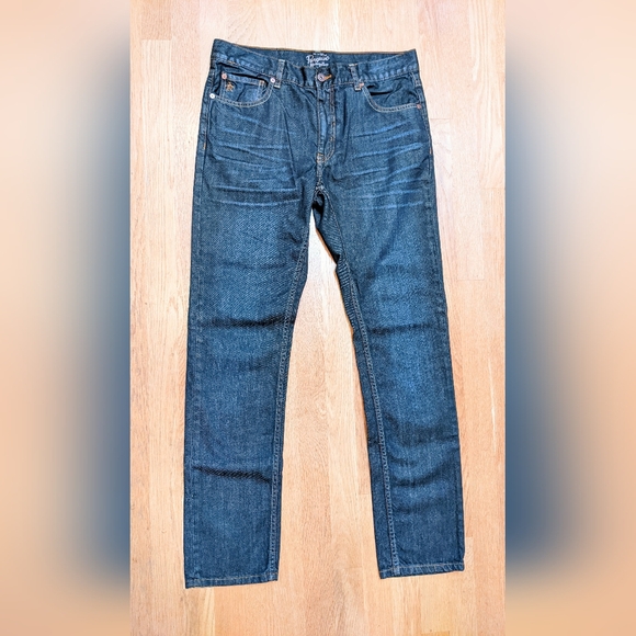 Original Penguin Jeans 33 X 32 Straight Leg Denim Rivets Dark Blue 100% Cotton - Picture 1 of 9